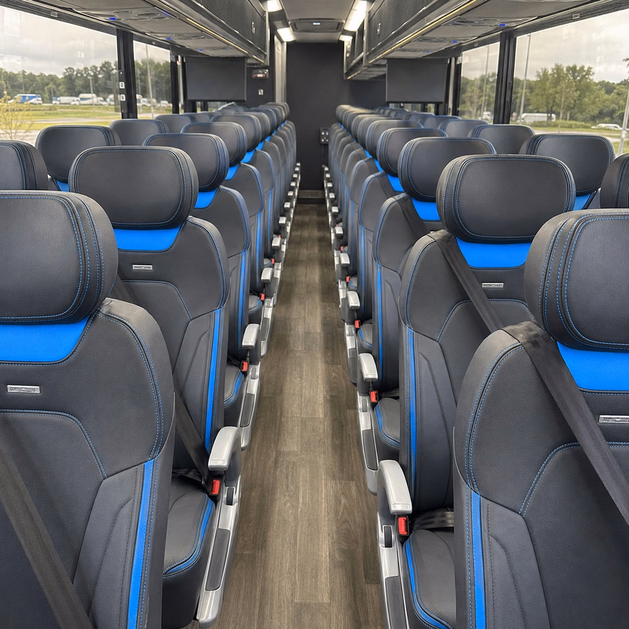 56 passenger charter bus inside